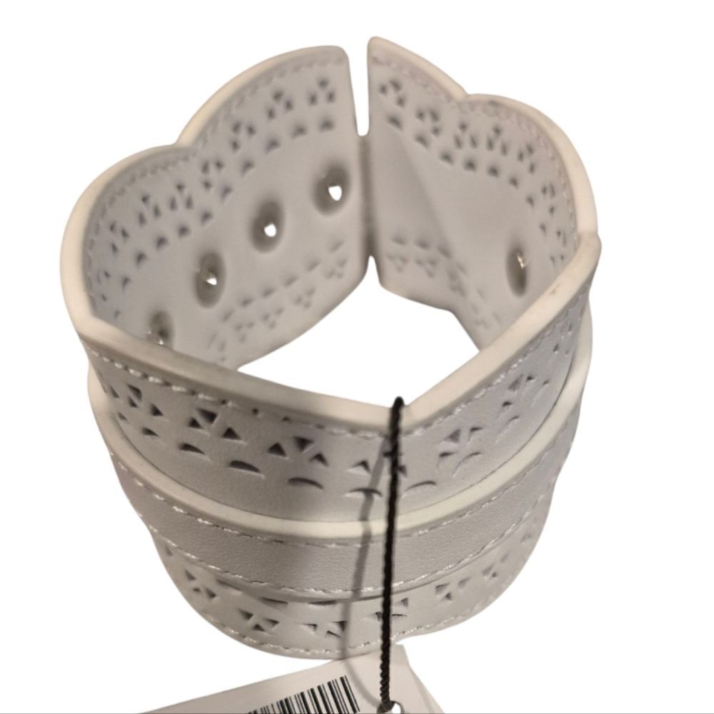 WHBM  Cutout  Leather Cuff Bracelet White NWT